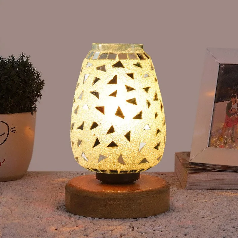 Aurabeam Mosaic Glass Table Lamp With Wooden Base media 3