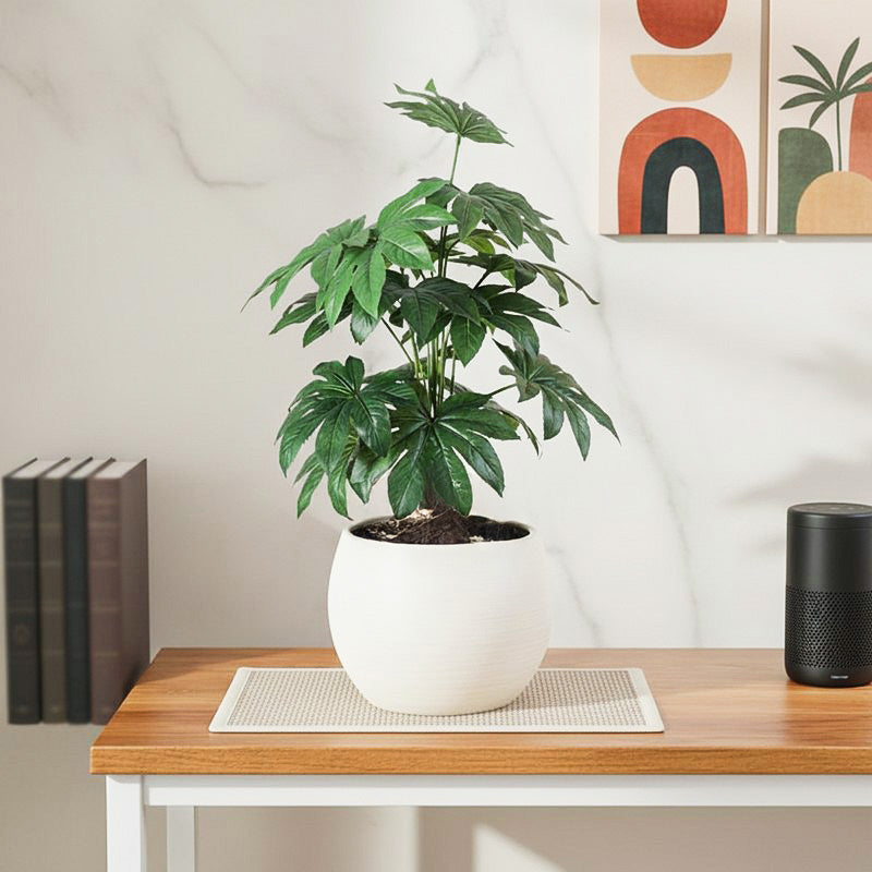Faux Philodendron Silk Plant With Black Plastic Pot - 2.13 ft