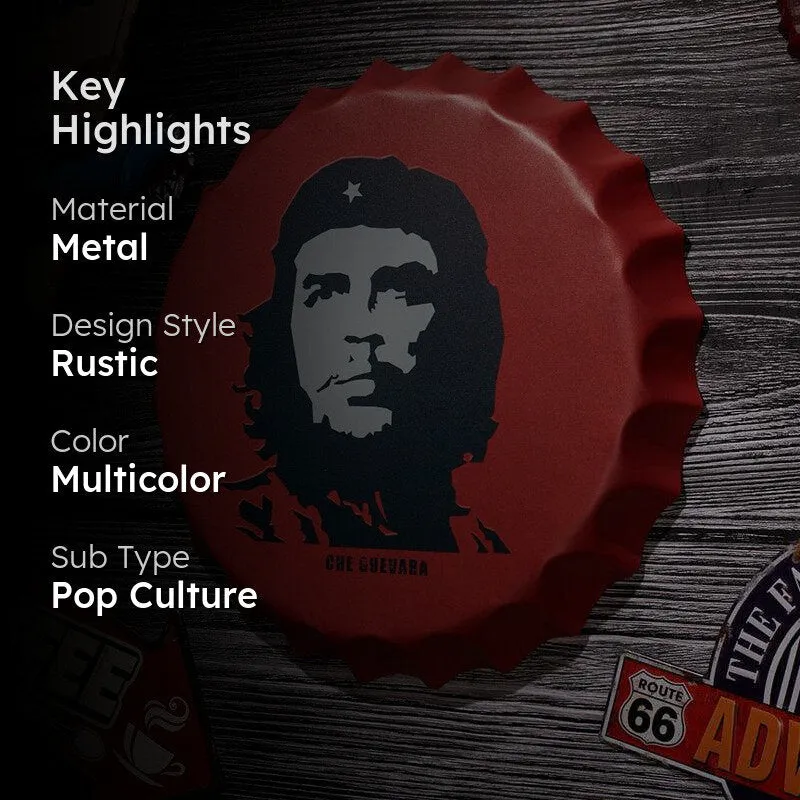 Che Guevara Red Bottle Cap Metal Wall Accent media 2