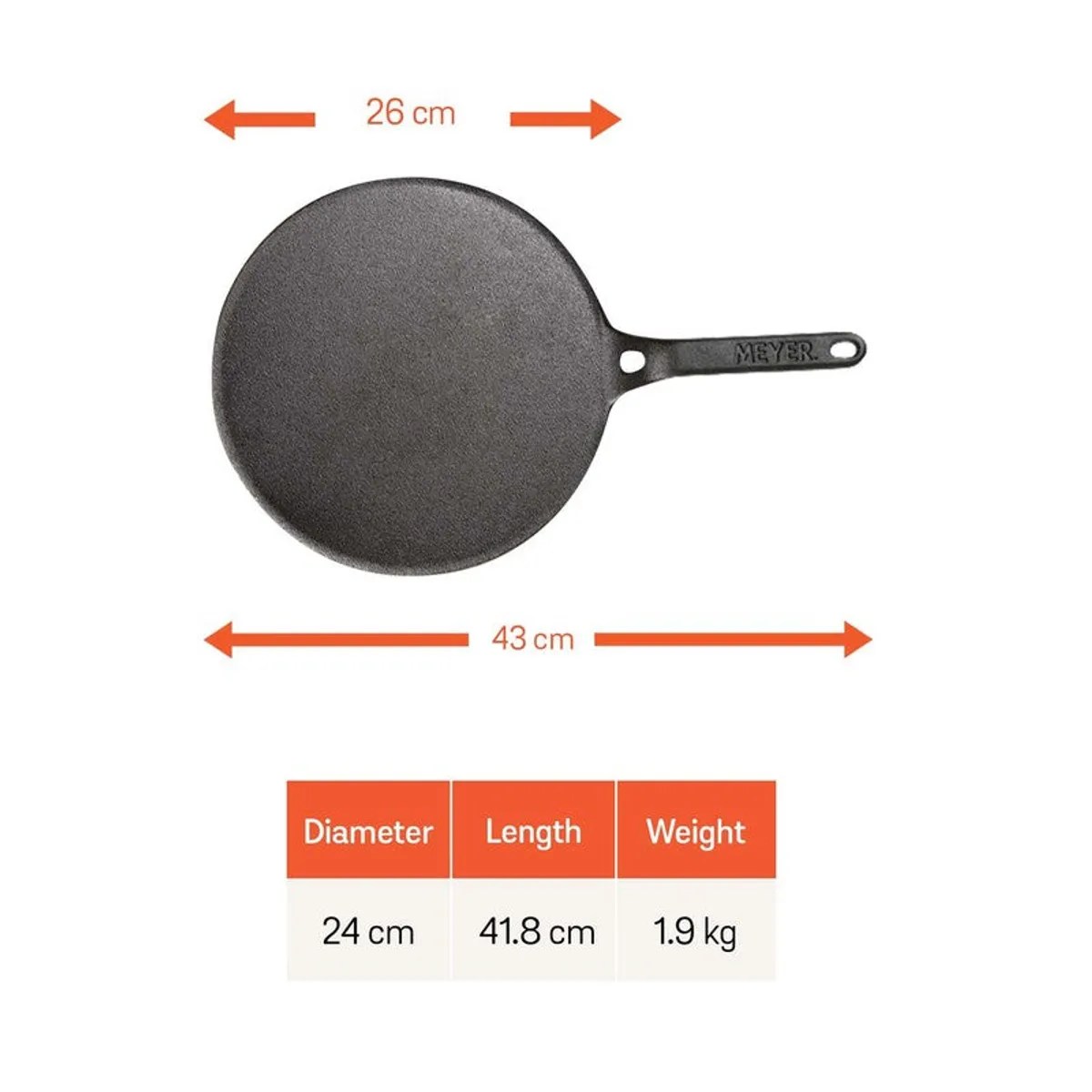 Meyer Cast Iron Roti Tawa - 26 CM - 10
