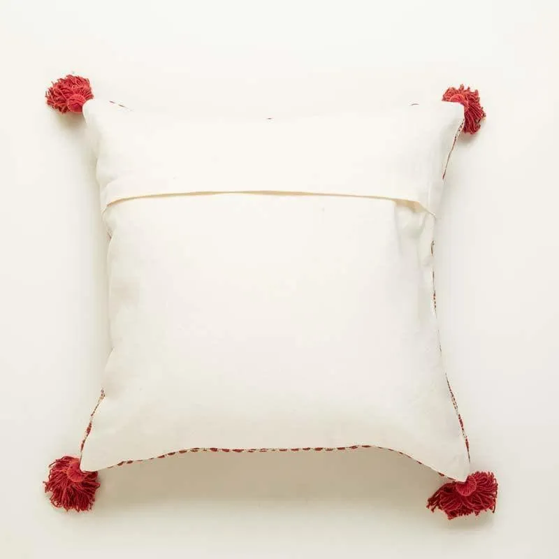 Crimson Carved Cotton Cushion Cover - Set Of Two media 5