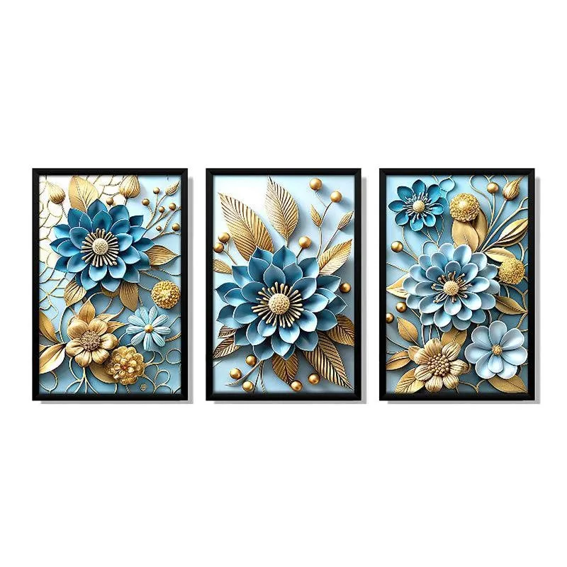 Elysian Blooms Wall Art With Frame - Set Of Three media 3