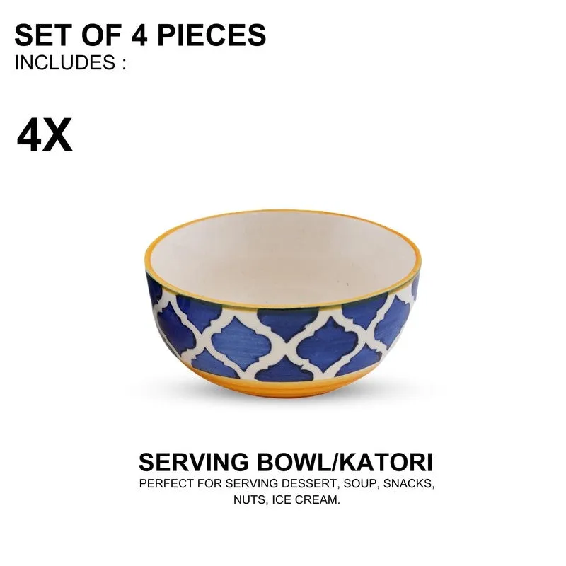 PetalEdge Ceramic Snack Bowls (Blue, 200 mL Each) - Set Of Four media 4
