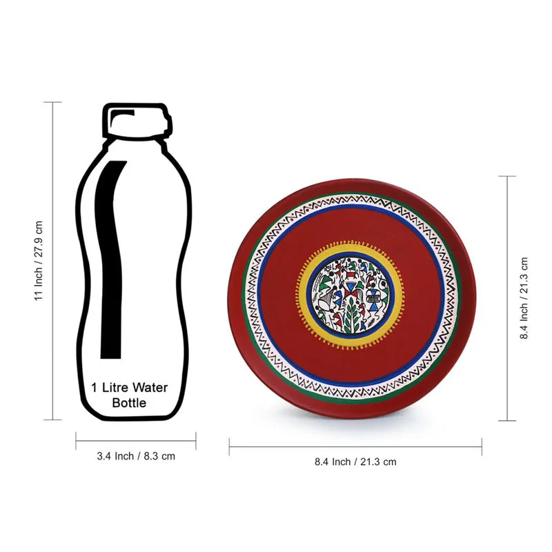 Naara Handpainted Wall Plate (Red) - Set Of Two media 7