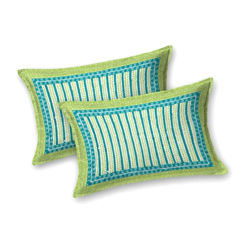 Formis Cotton Bedsheet (Blue,Green) - 240 TC media 4