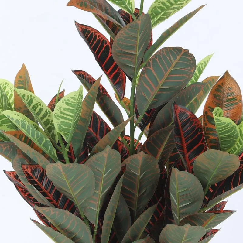 Faux Croton Astroites Plant With Black Plastic Pot - 2.79 ft media 5