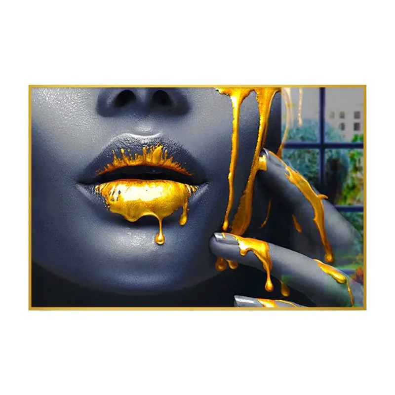 Golden Nectar Modern Canvas Wall Art With Frame - Gold media 3