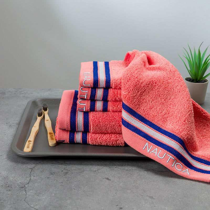 Nautica Dove Down Cotton Towel Set (Coral) - Set Of Six media 3