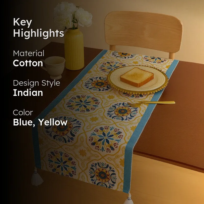 Trayza Tasseled Cotton Table Runner media 2