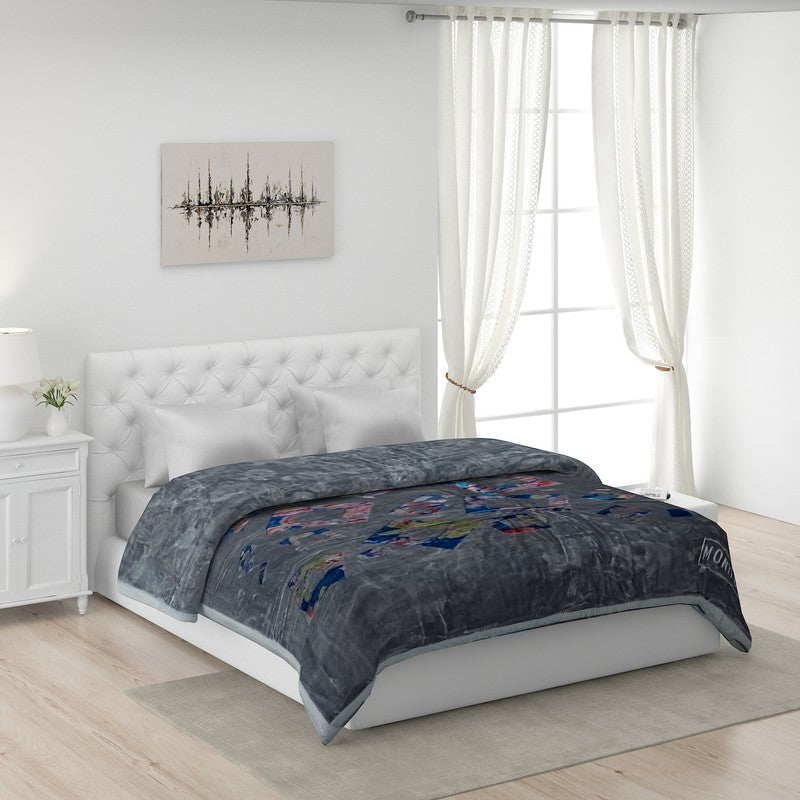 Monte Carlo Mystic Meadow Blanket (Grey)- 900 GSM - Queen/Double