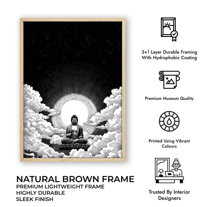 Buddha In Clouded Serenity IV Wall Painting With Brown Frame media 9