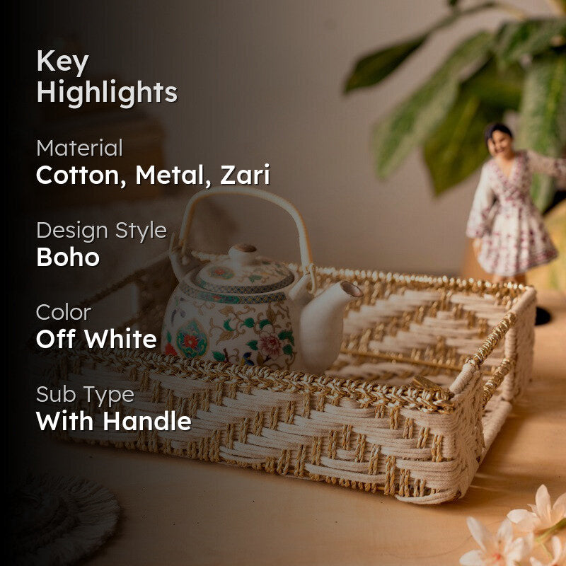 Artisan Woven (Cotton,Metal,Zari) Storage Basket media 2