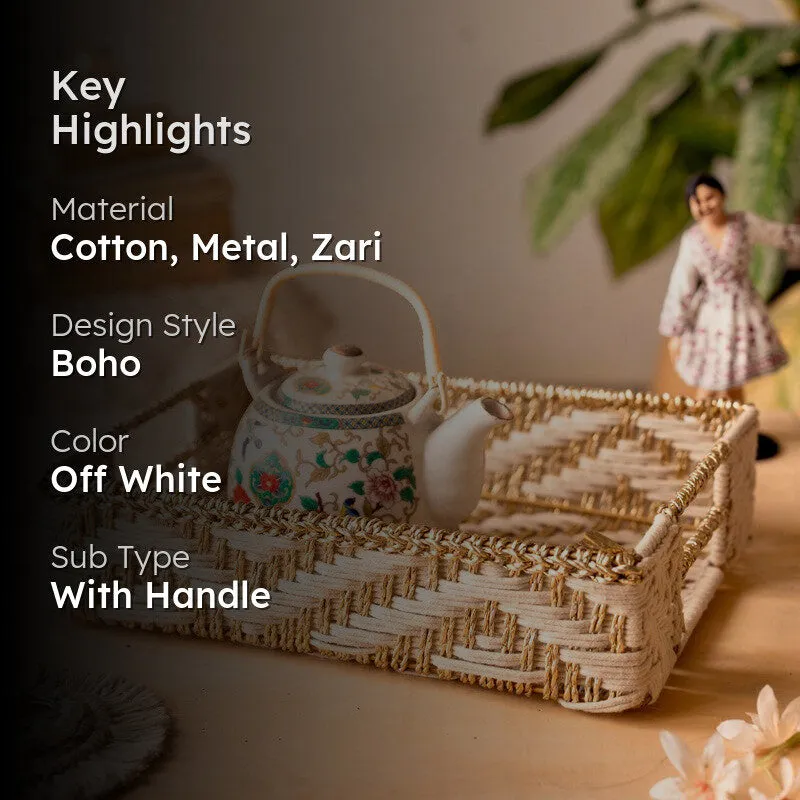 Artisan Woven (Cotton,Metal,Zari) Storage Basket media 2