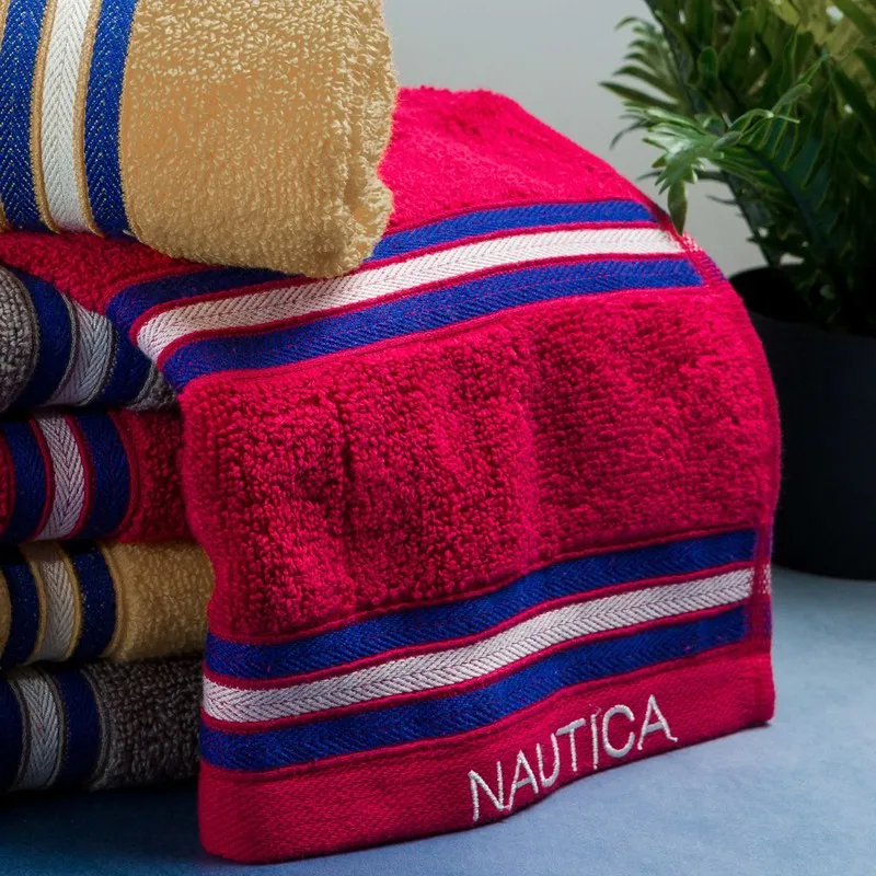 Nautica Dove Dual Down Cotton Hand Towel (Brown,Red & Grey) - Set Of Six media 4