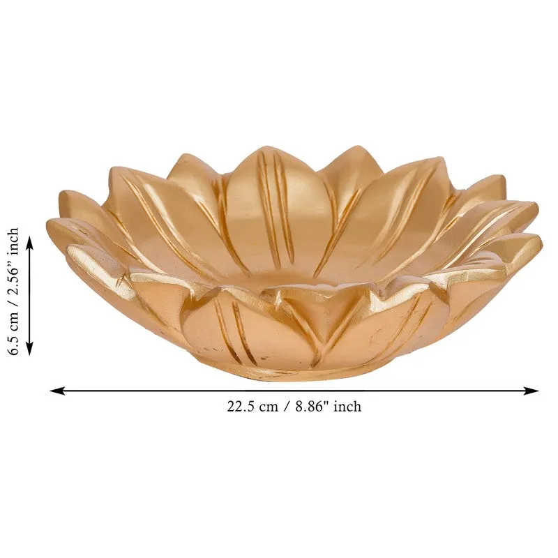 Antique Gold Lotus Resin Urli media 11