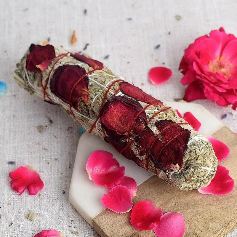White Rose Sage Smudge Wand media 1