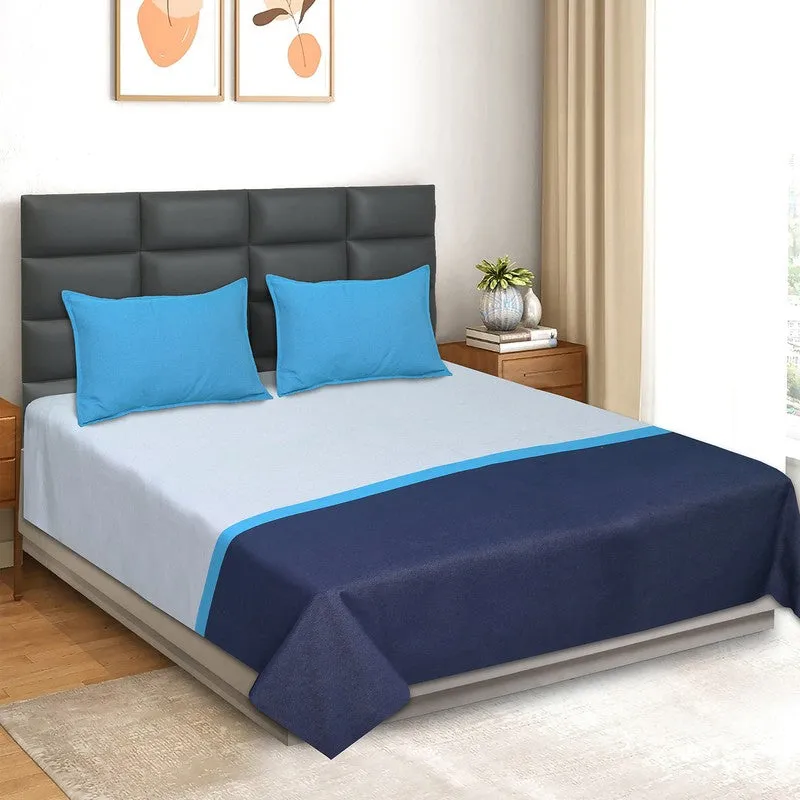 Dual Drift Cotton Bedsheet (Blue) - 102 TC media 1