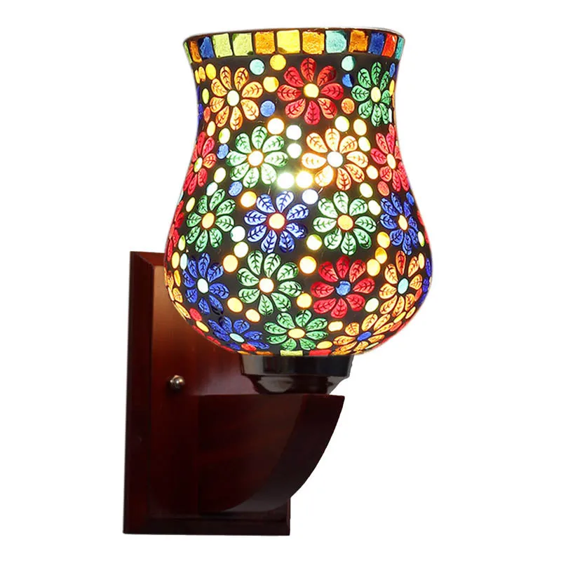 Shimmering Mosaic Wooden Wall Lamp media 4