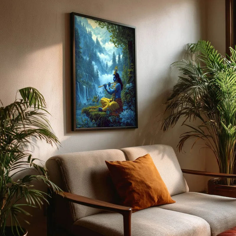 Vrindavan Bihari Lord Krishna Playing Fluit IV Archival Paper Wall Art media 3