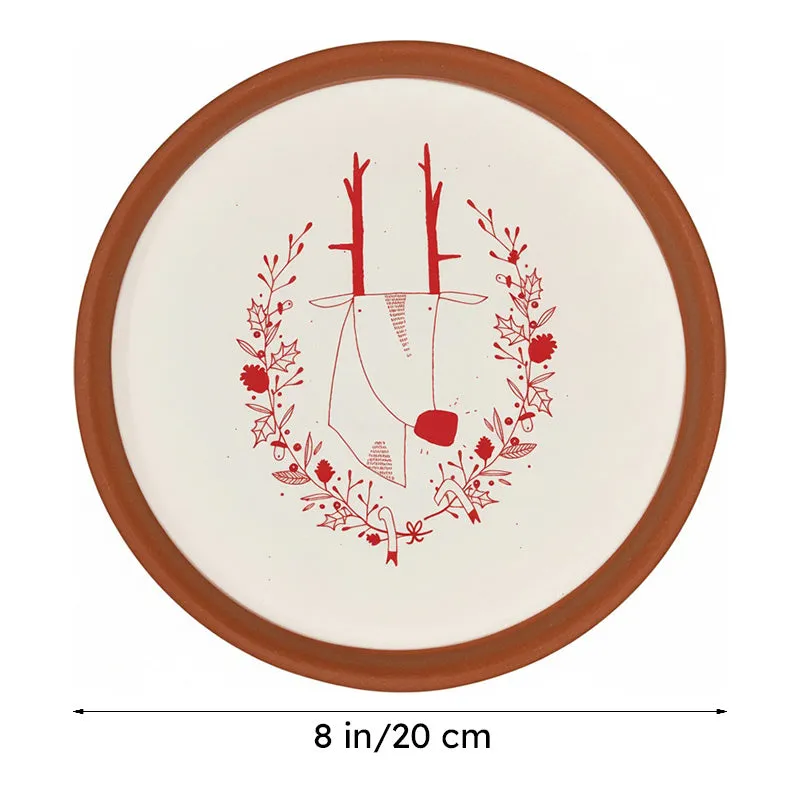 Reindeer Doodle Terracotta Wall Plate media 5