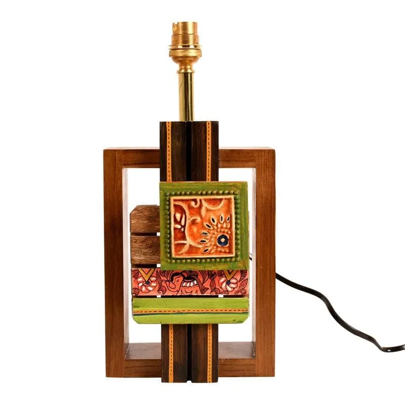 Prena Wooden Fabric Table Lamp - Multicolor media 4