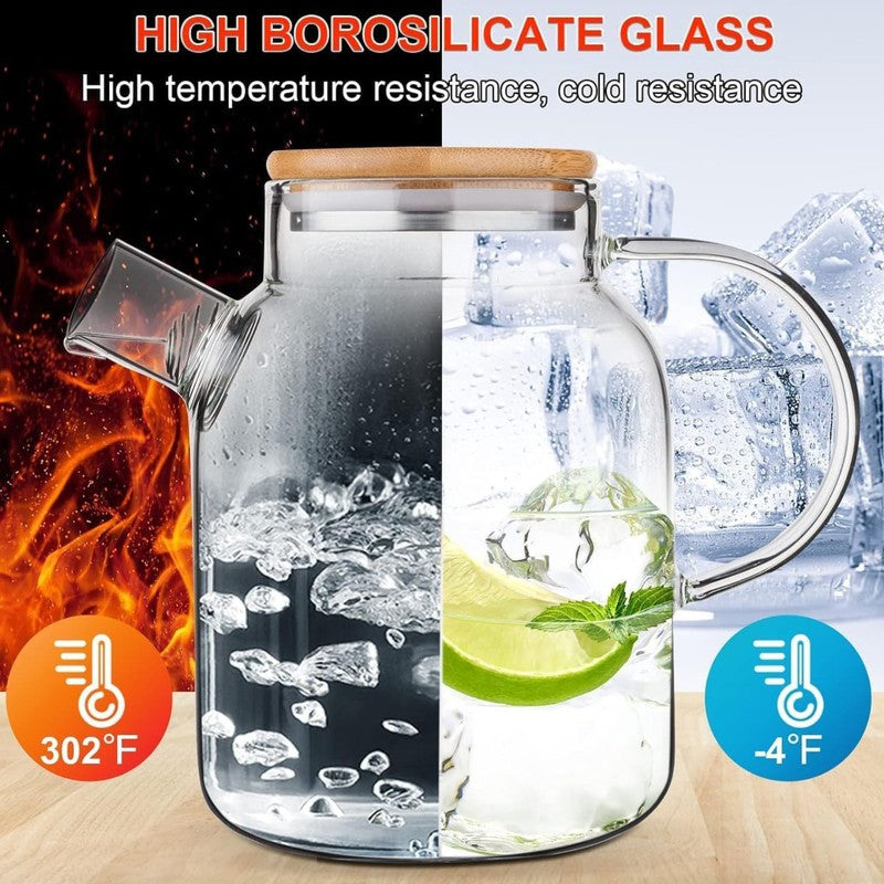 Elegant Glass Pitcher with Lid for Juice and Water - 1800 ML media 5