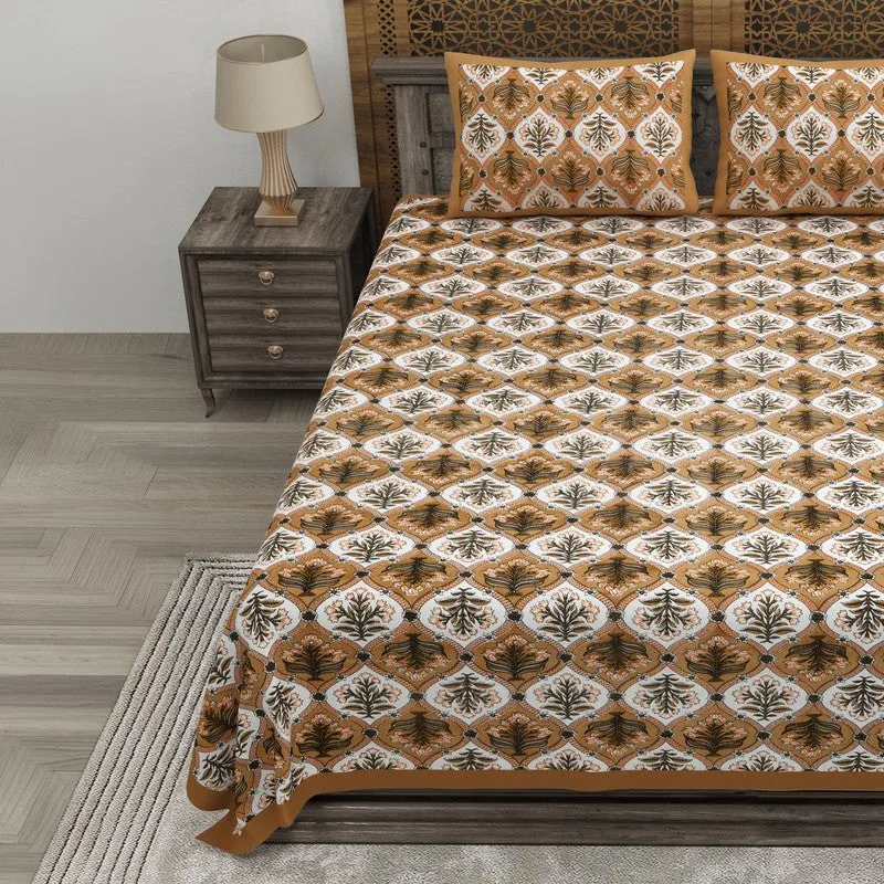 Nesty Cotton Bedsheet (Brown,Beige) - 240 TC media 3