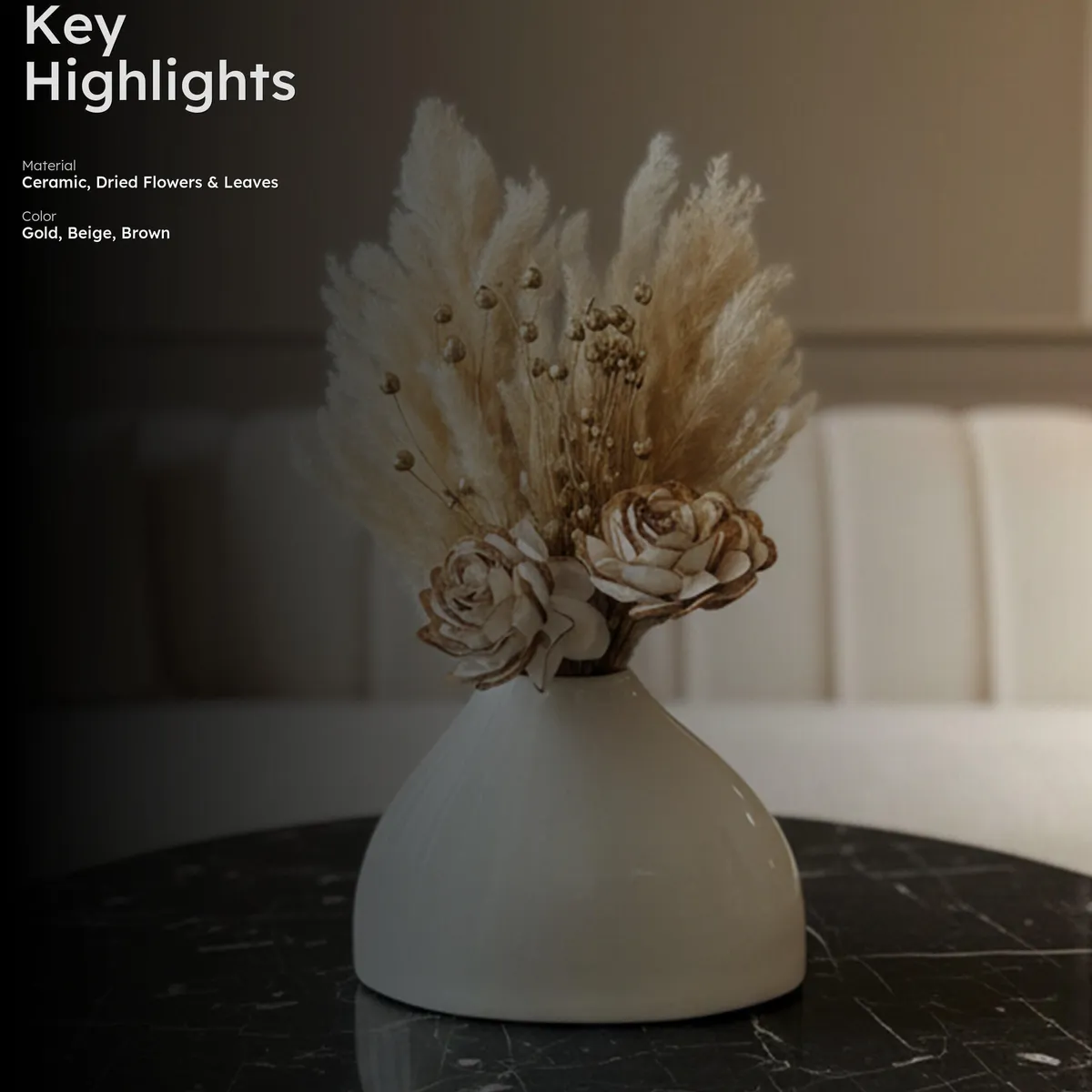 BloomAura Artificial Flowers with Vase - Brown media 2