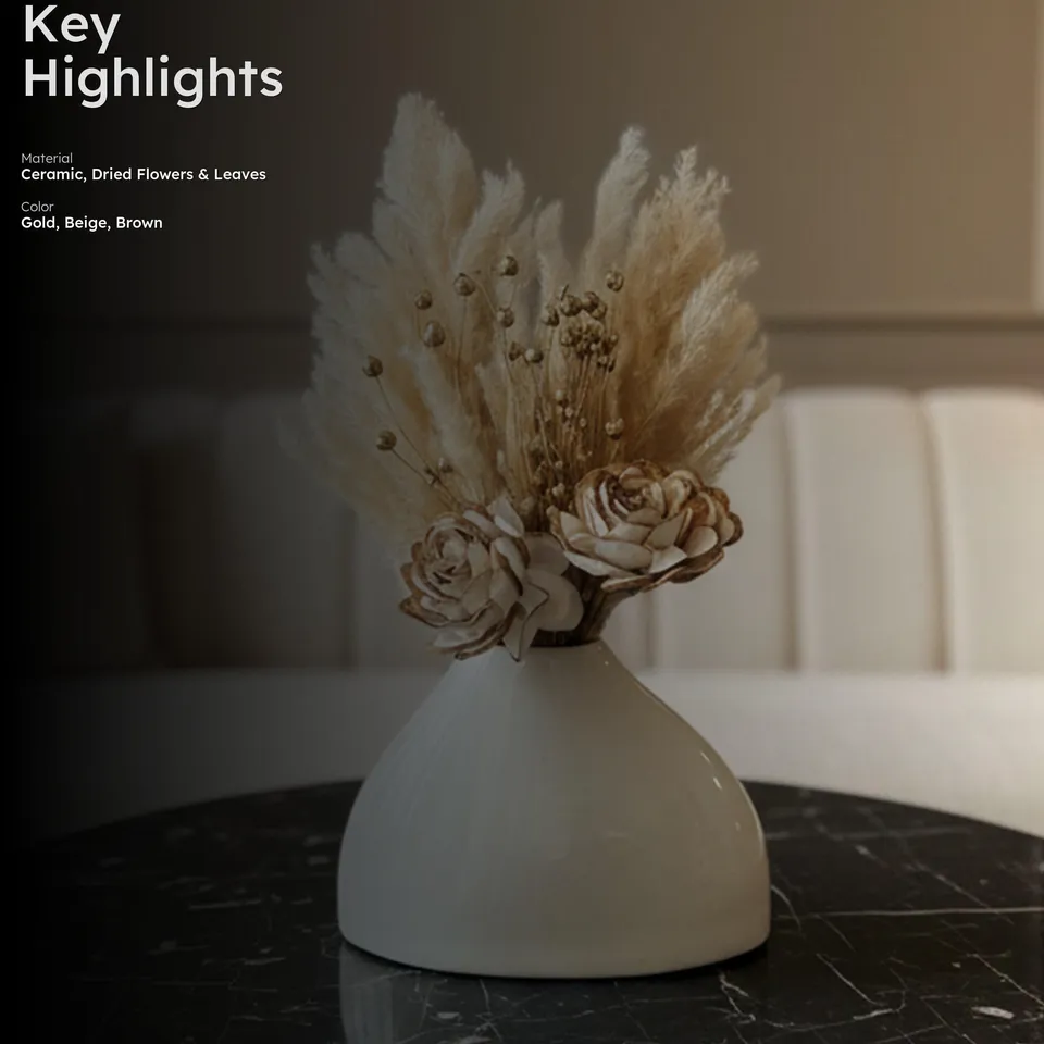 BloomAura Artificial Flowers with Vase - Brown media 2