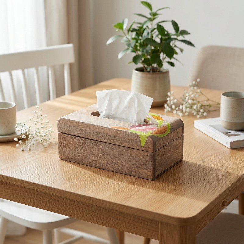 Sacred Lotus Wooden Tissue Holder
