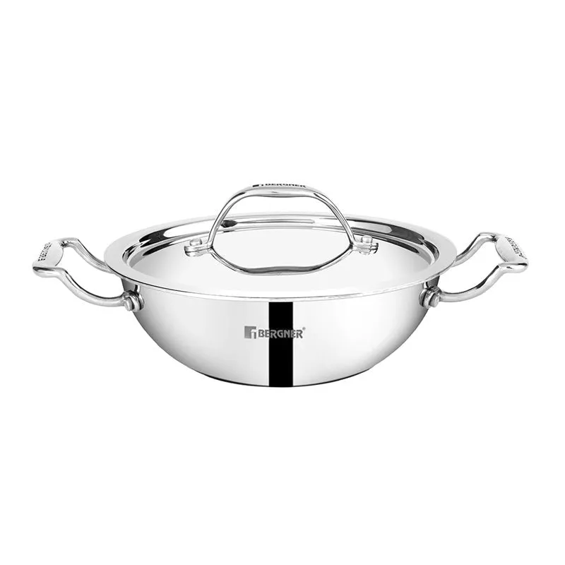 Bergner Induction Safe Kadhai With Lid - 3900 mL/12 Inches media 5
