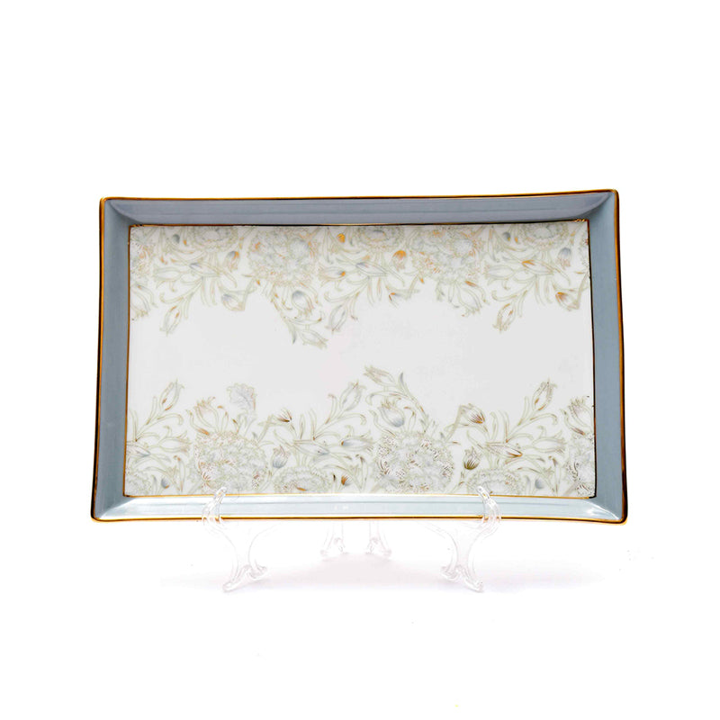 Gilded Iris Serveware Porcelain Platter - Grey media 2