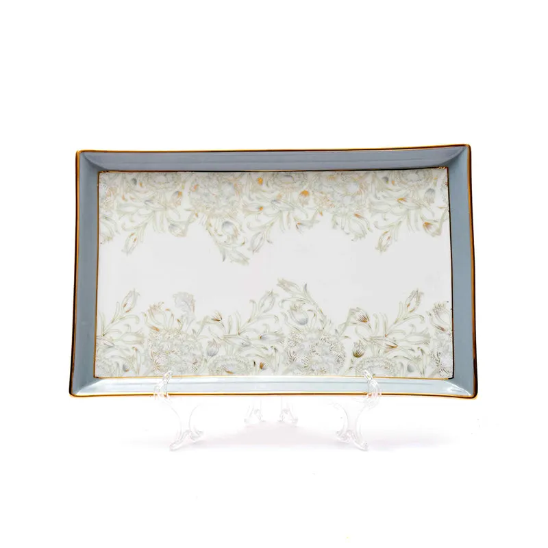 Gilded Iris Serveware Porcelain Platter - Grey media 2