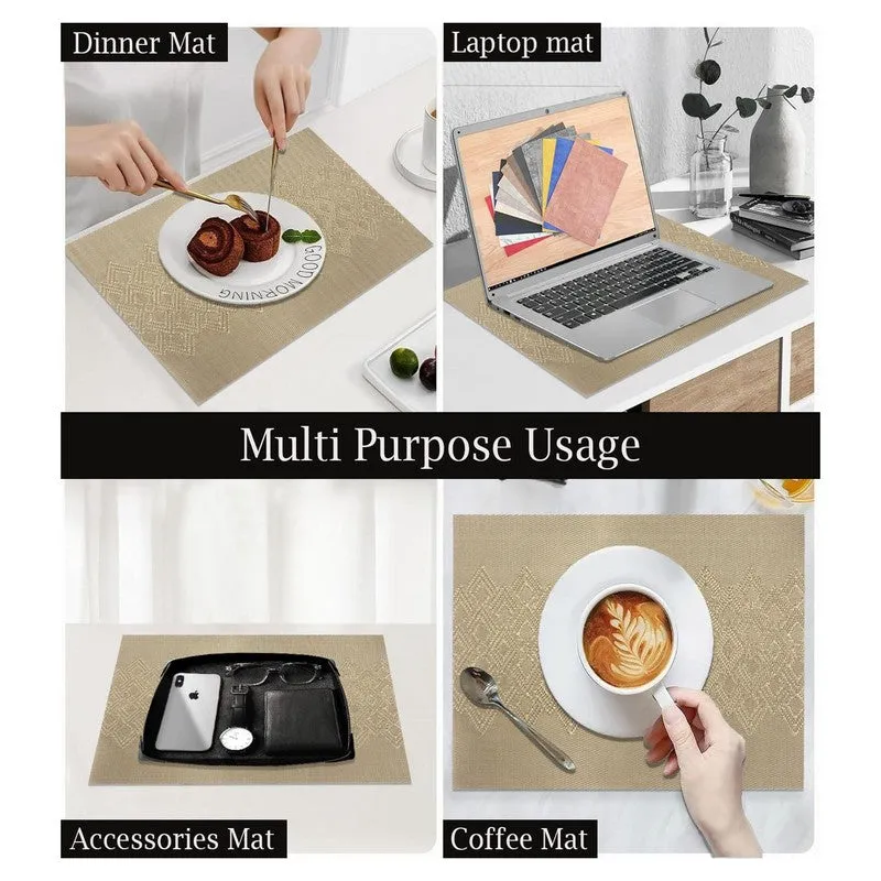 Averin Golden Rectangle PVC Table Mats - Set Of Four media 5