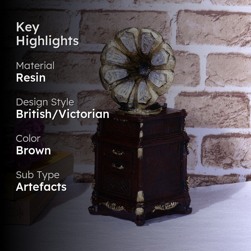 Vintage Music Box Table Accent - Brown media 2