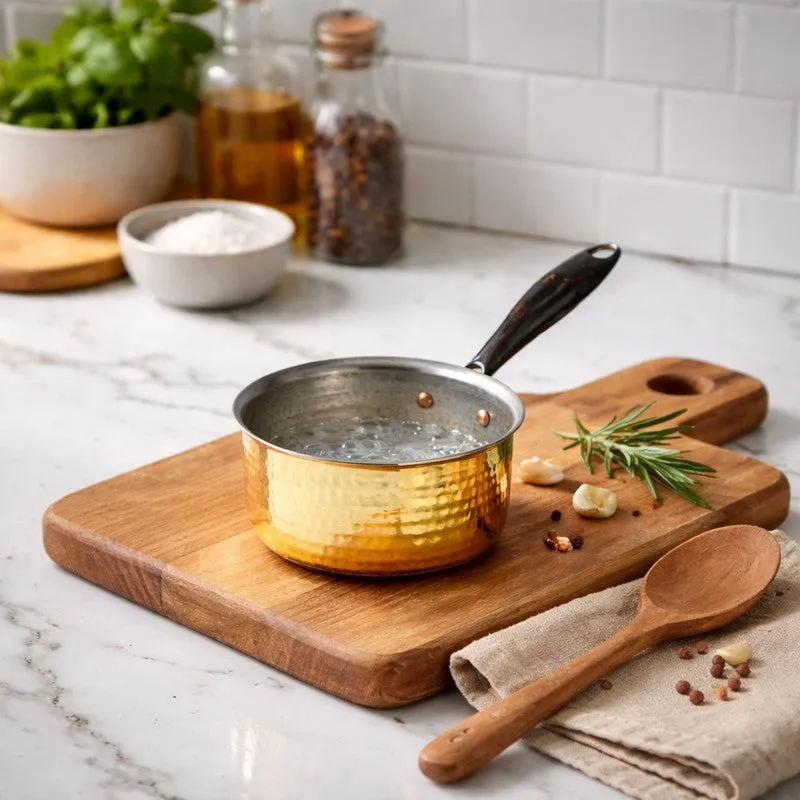 AurumCook Glossy Brass Saucepan - 1000 ML media 1