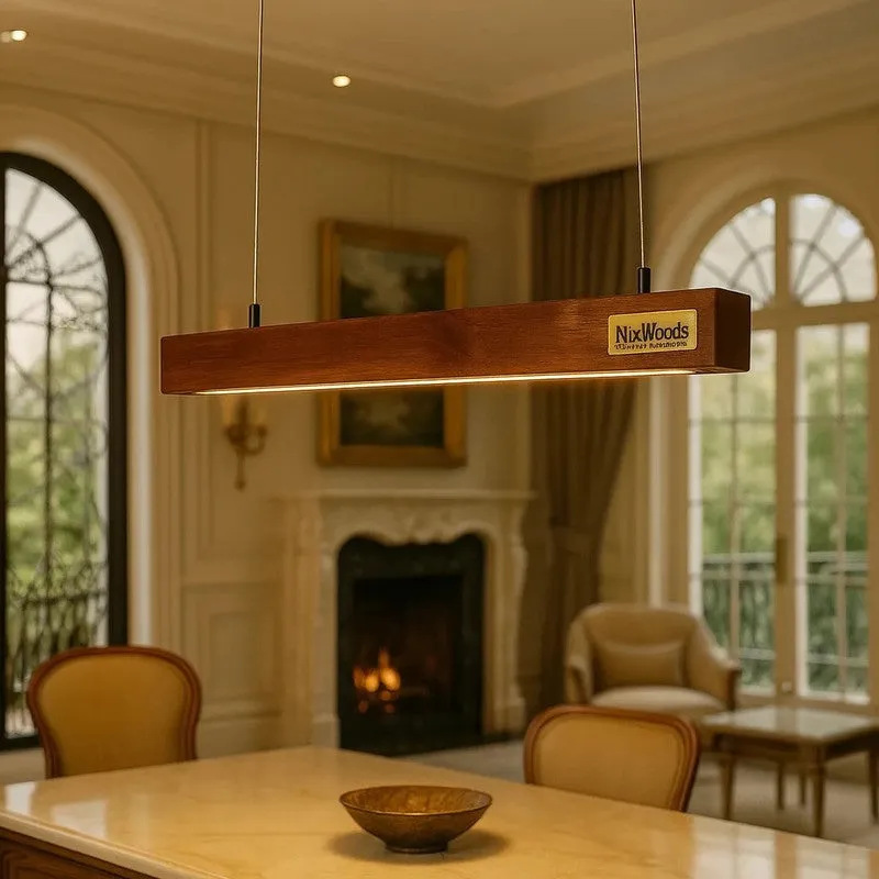 Linear LED Rose Wood Pendant Lamp media 5