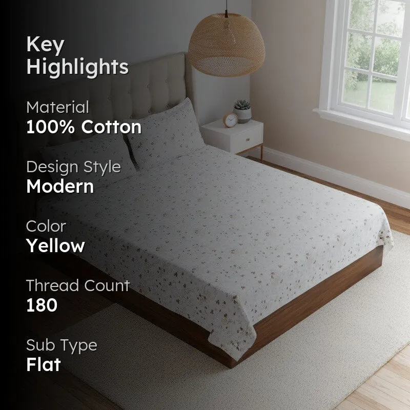 Vishva Floral Cotton Bedsheet (Yellow) - 180 TC media 2