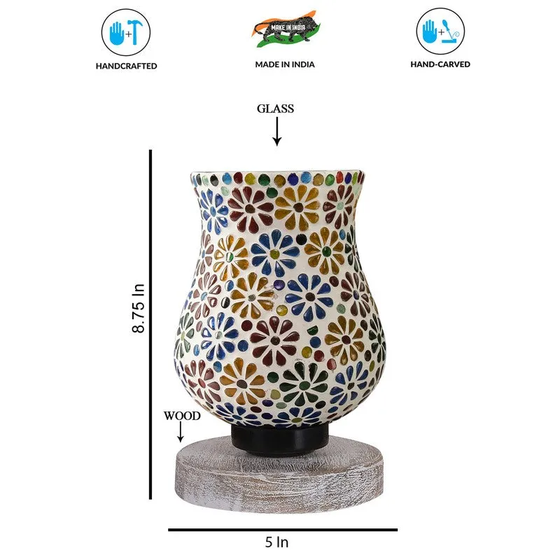 Lumessa Mosaic Glass Table Lamp With Wooden Base - Multicolor media 8