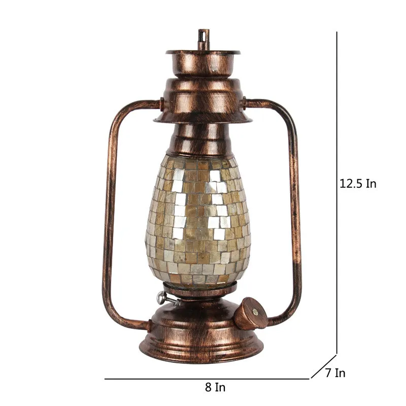 Avina Mosaic Lantern Iron Table Lamp - Gold,Brown media 7