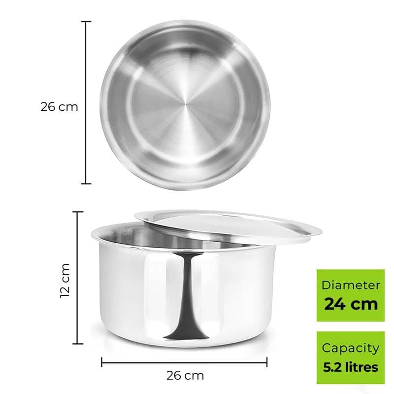 Gusto Stainless Steel Pot With Lid - 5200 mL media 5