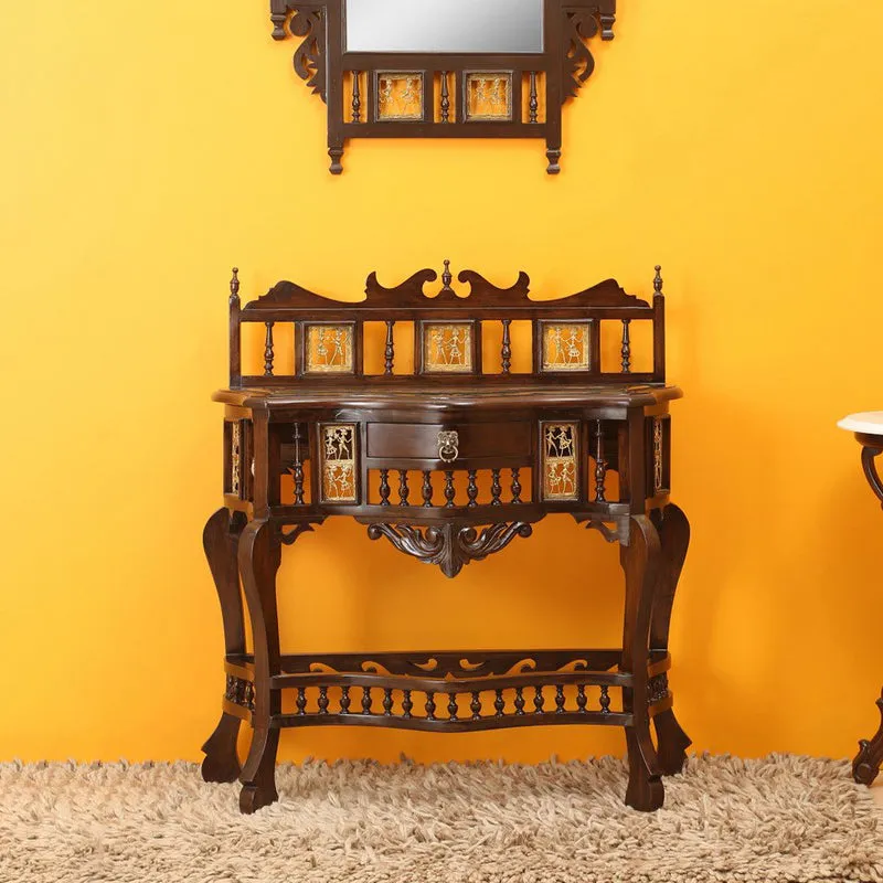 Royal Teak Wood Console Table media 1