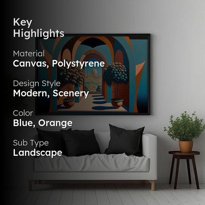 Landscape With Plants Canvas Wall Painting - Black Frame media 2