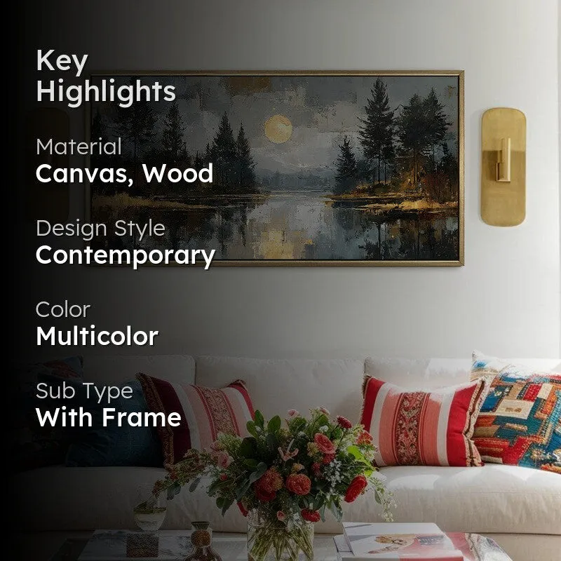 Lunar Echo Canvas Wall Painting With Frame media 2