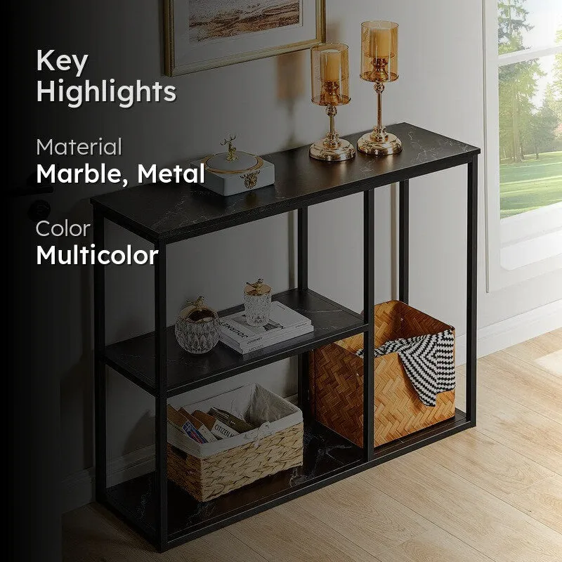 Stylish Sidekick Metal Console Table with Marble Top - Small media 2