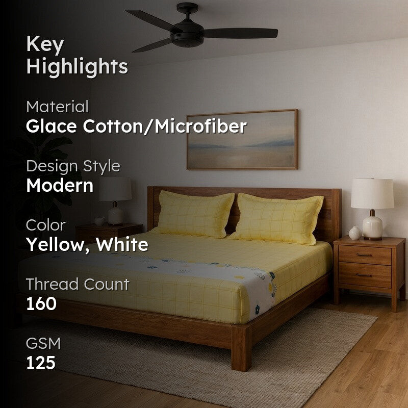 Yellow Sansa Microfiber Bedsheet - 125 GSM media 2