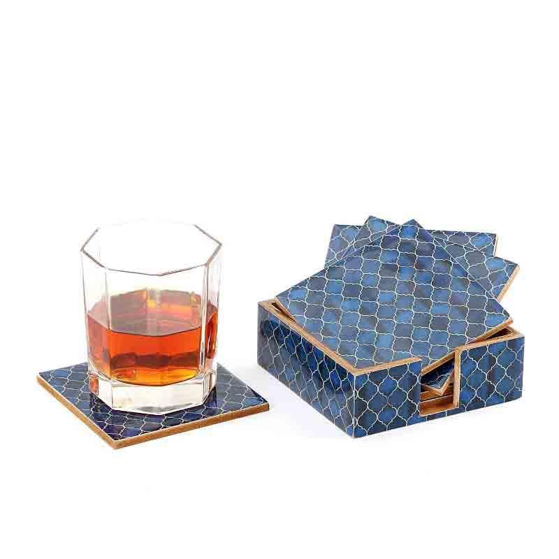 Ombre Checkered Coasters - Blue - Set Of Four media 7