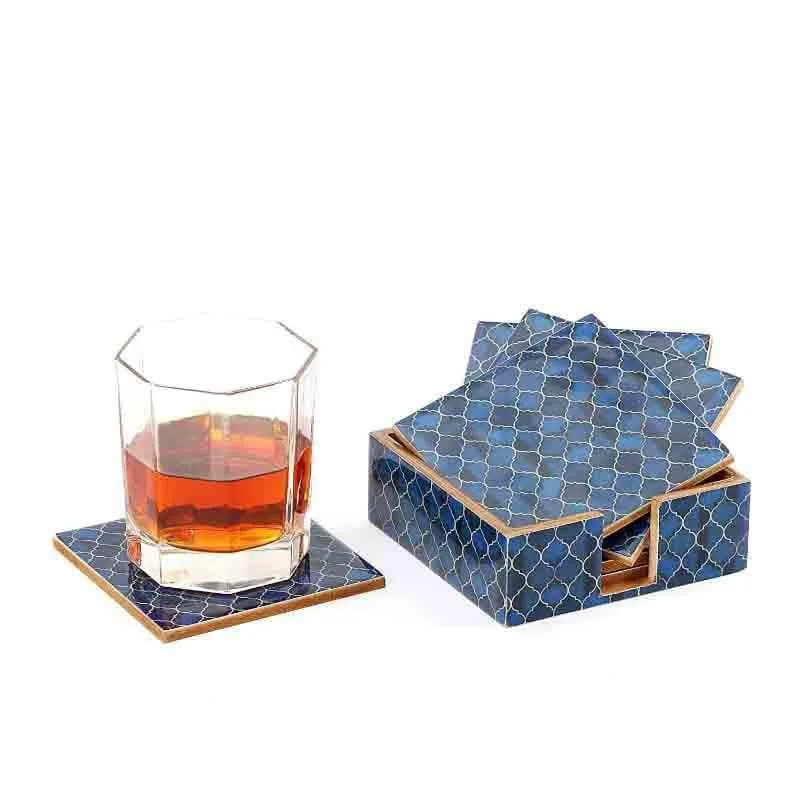 Ombre Checkered Coasters - Blue - Set Of Four media 7
