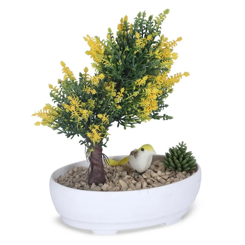 Artificial Bonsai Tree with Cactus and Bird media 4