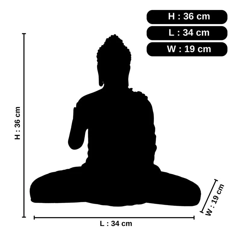 Side profile silhouette of seated Buddha showpiece